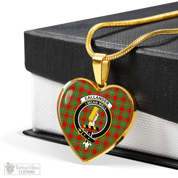 Callander Tartan Heart Necklace with Family Crest