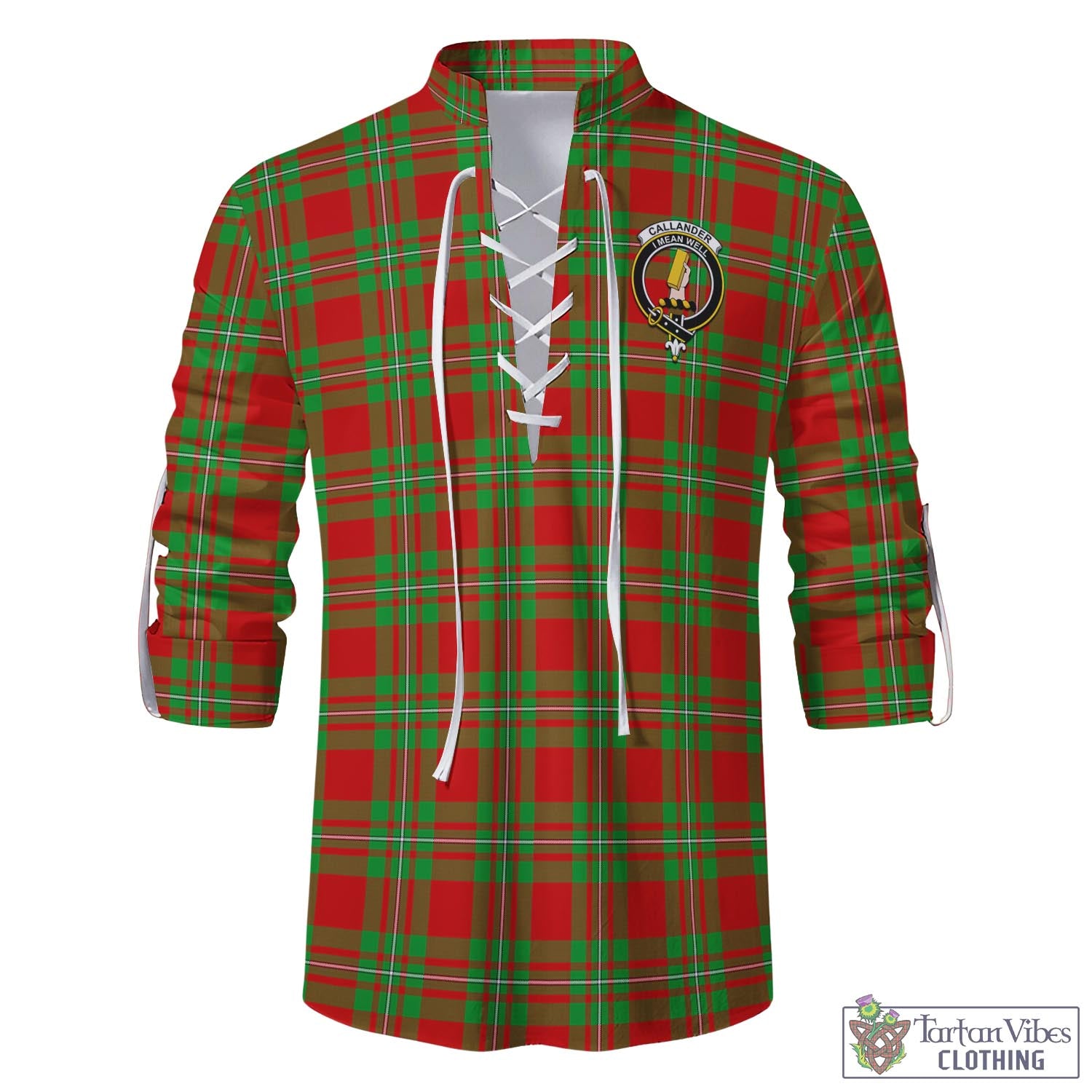 Tartan Vibes Clothing Callander Modern Tartan Men's Scottish Traditional Jacobite Ghillie Kilt Shirt with Family Crest