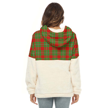 Callander Tartan Women's Borg Fleece Hoodie With Half Zip with Family Crest