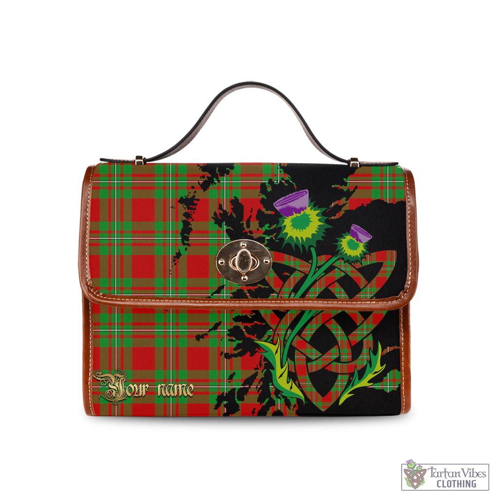 Tartan Vibes Clothing Callander Modern Tartan Waterproof Canvas Bag with Scotland Map and Thistle Celtic Accents