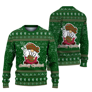 Callander Clan Christmas Family Ugly Sweater with Funny Gnome Playing Bagpipes