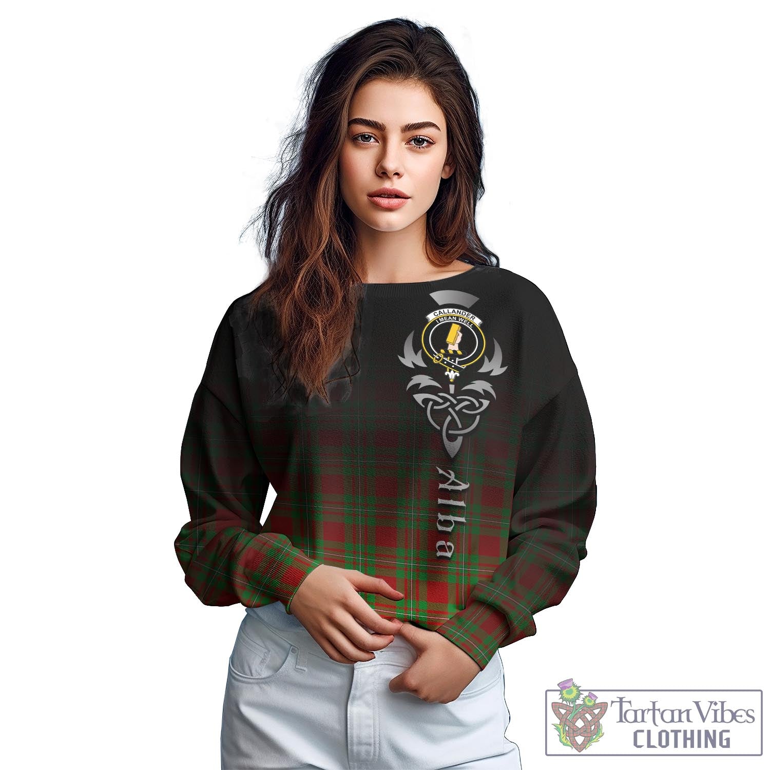 Tartan Vibes Clothing Callander Modern Tartan Sweatshirt Featuring Alba Gu Brath Family Crest Celtic Inspired