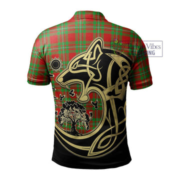 Callander Tartan Polo Shirt with Family Crest Celtic Wolf Style