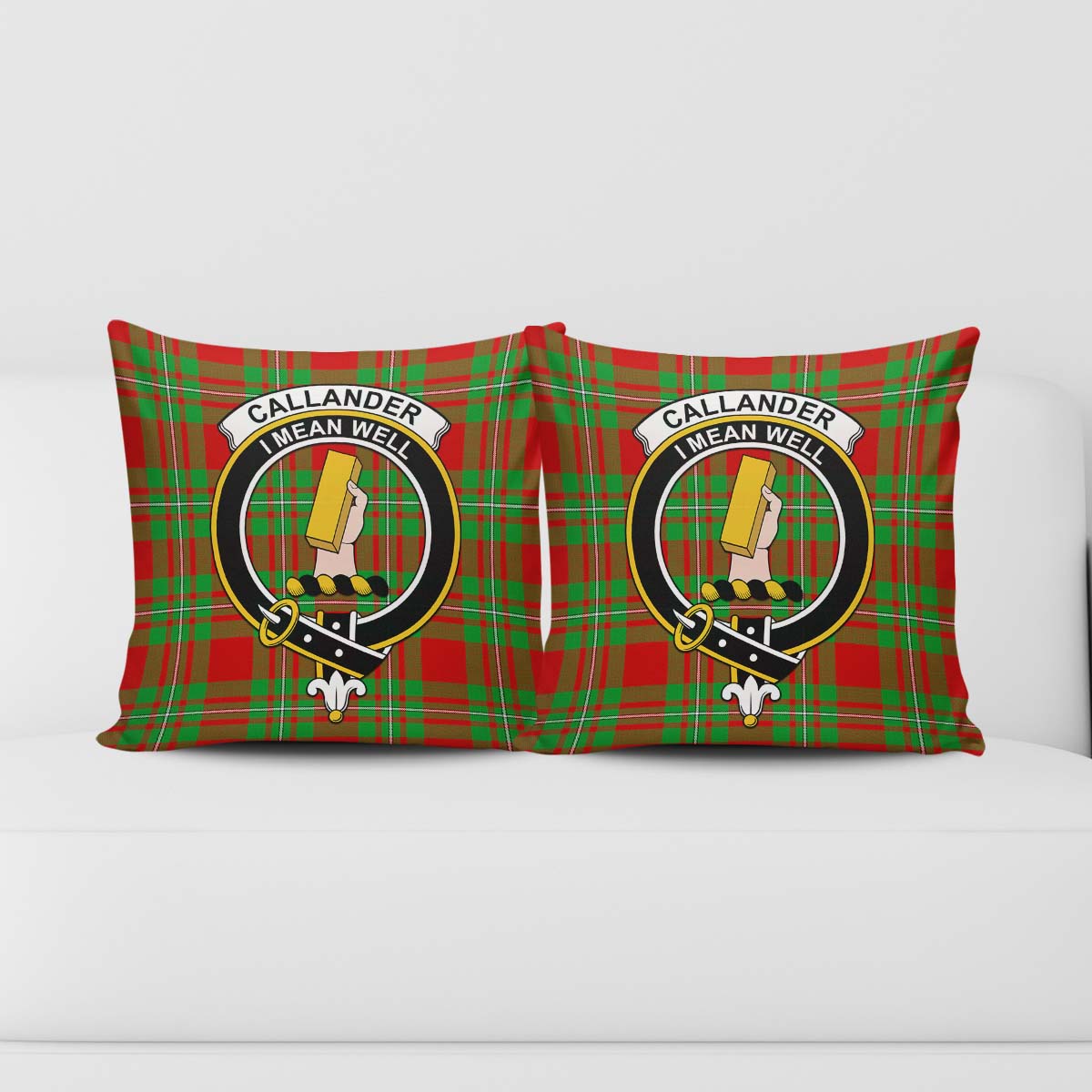 Callander Modern Tartan Pillow Cover with Family Crest - Tartanvibesclothing