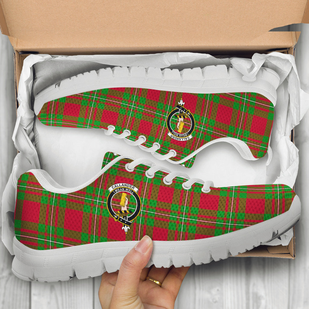 Callander Tartan Sneakers with Family Crest - Tartan Vibes Clothing