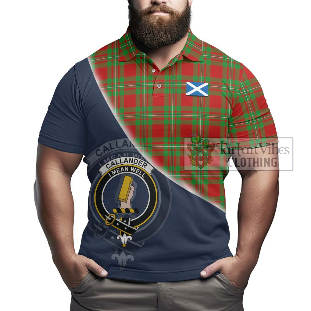 Callander Tartan Polo Shirt with Personalised National Flag and Family Crest Half Style - Tartanvibesclothing Shop