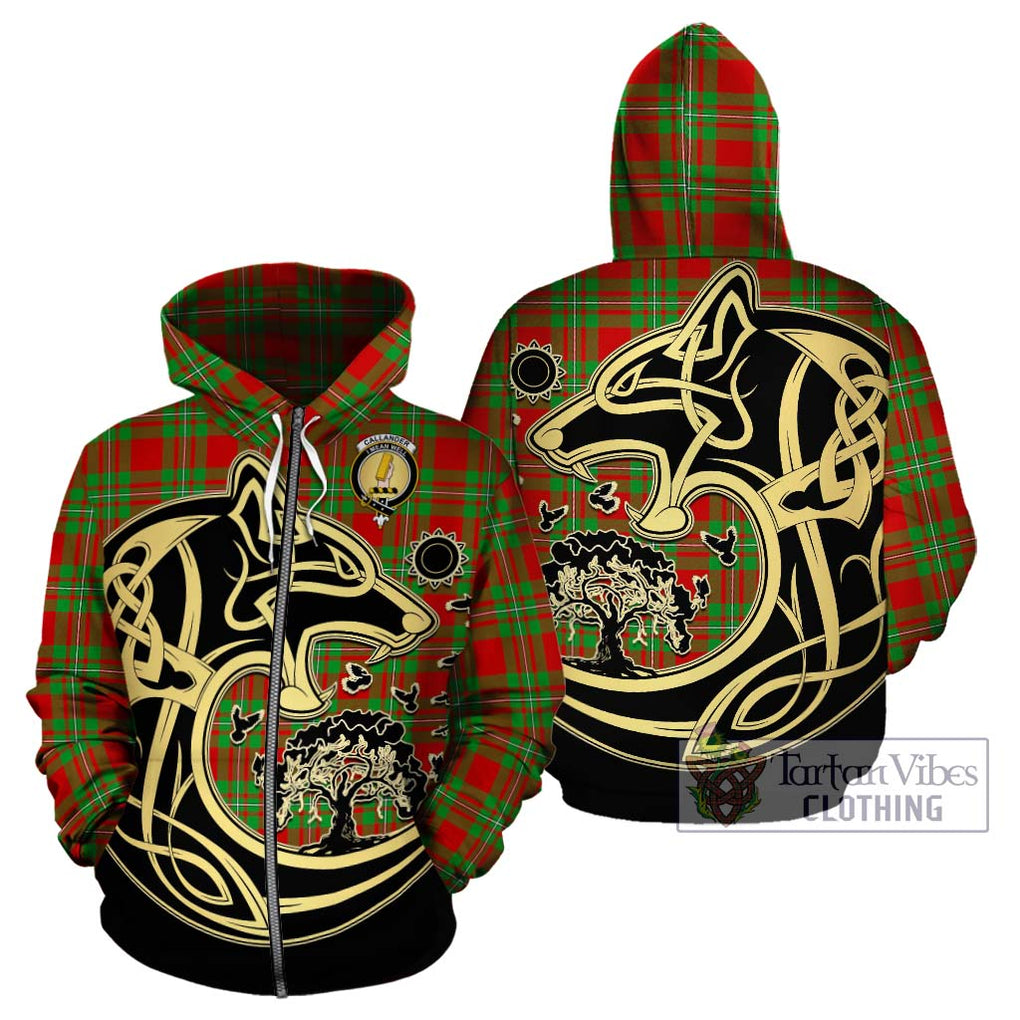 Callander Tartan Hoodie with Family Crest Celtic Wolf Style - Tartan Vibes Clothing