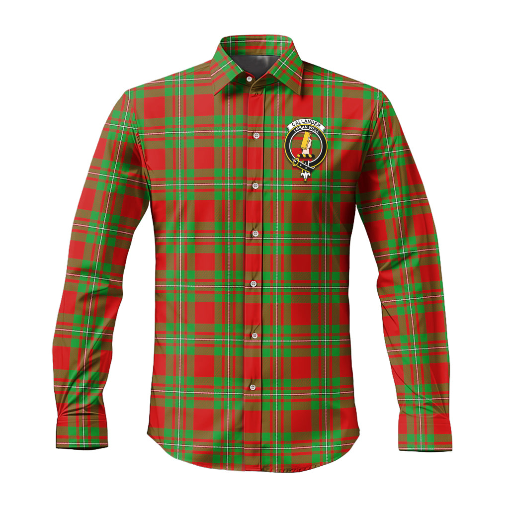 Callander Tartan Long Sleeve Button Up Shirt with Family Crest Men's Shirt - Tartan Vibes Clothing
