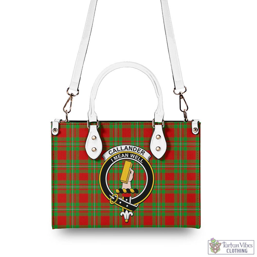 Tartan Vibes Clothing Callander Modern Tartan Luxury Leather Handbags with Family Crest