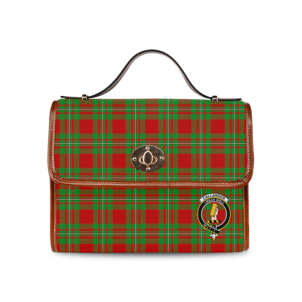 Callander Modern Tartan Leather Strap Waterproof Canvas Bag with Family Crest