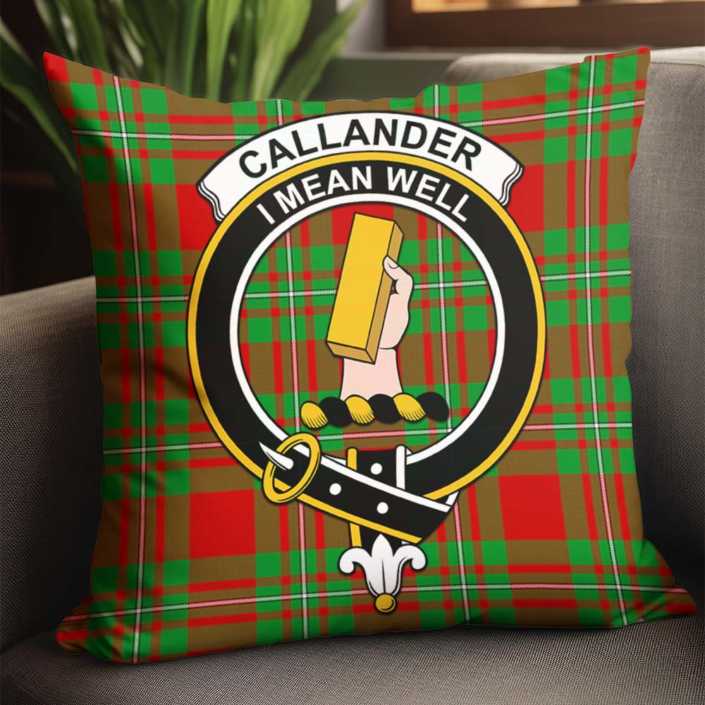 Callander Modern Tartan Pillow Cover with Family Crest - Tartanvibesclothing