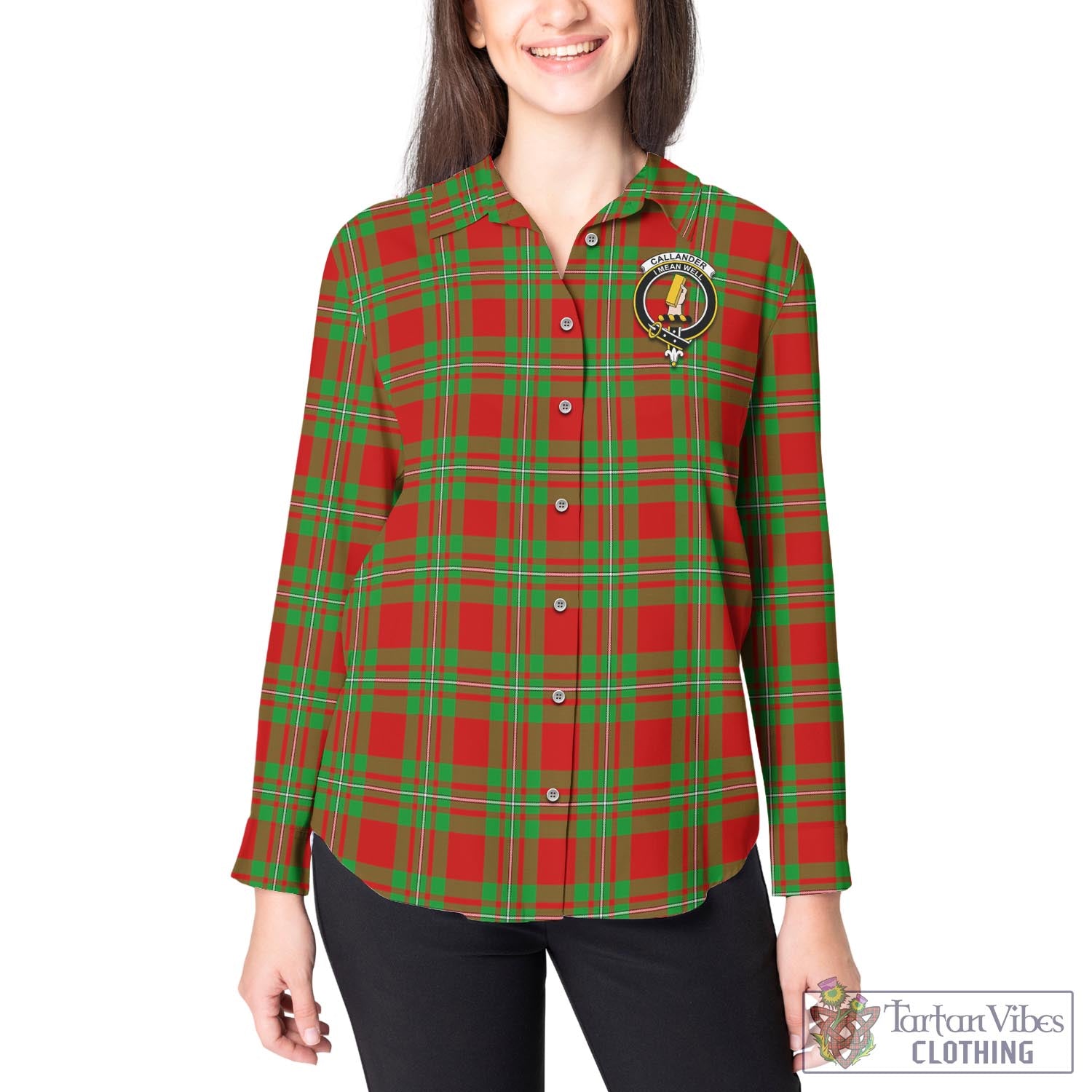 Tartan Vibes Clothing Callander Modern Tartan Womens Casual Shirt with Family Crest