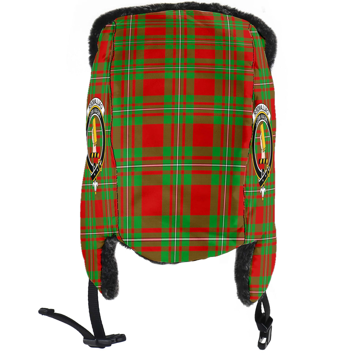 Callander Tartan Winter Trapper Hat with Family Crest - Tartan Vibes Clothing