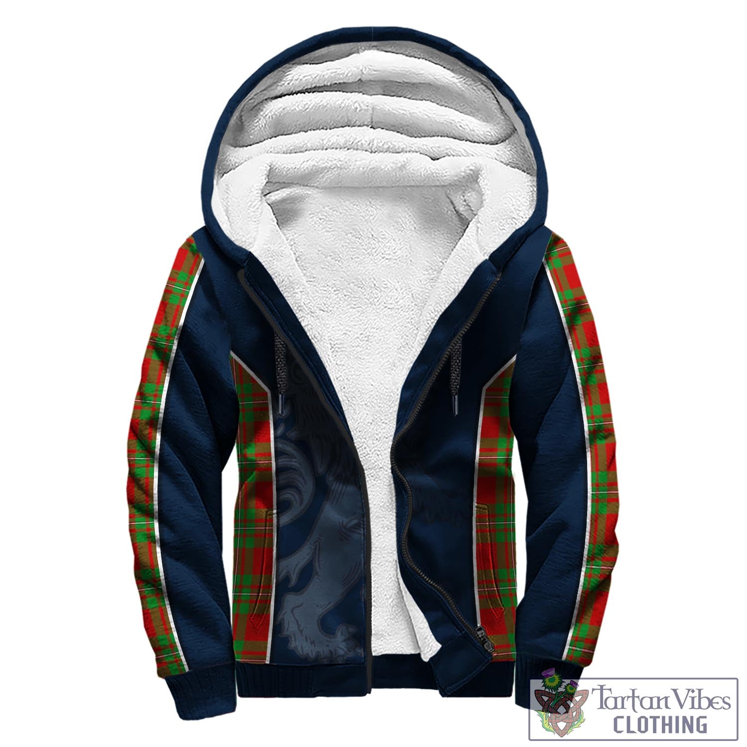 Tartan Vibes Clothing Callander Modern Tartan Sherpa Hoodie with Family Crest and Lion Rampant Vibes Sport Style