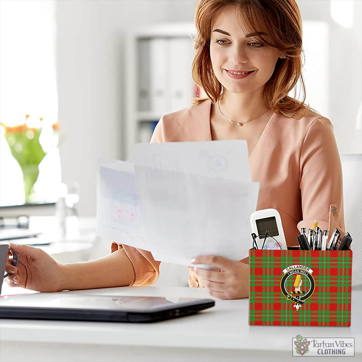 Callander Tartan Pen Holder with Family Crest - Tartan Vibes Clothing