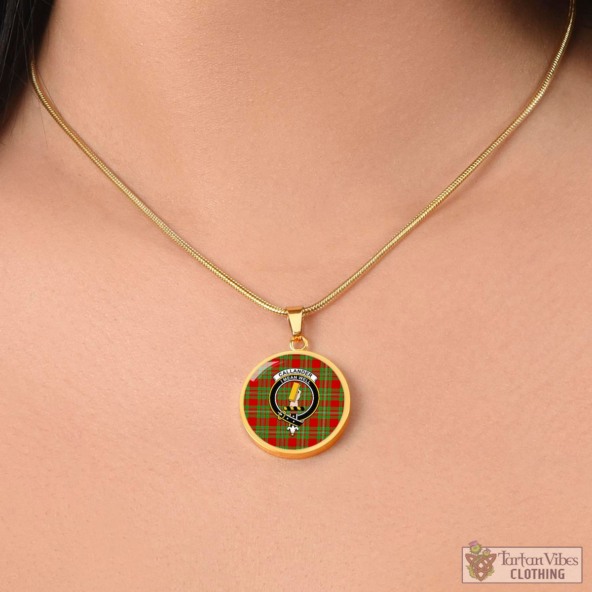 Callander Tartan Circle Necklace with Family Crest - Tartan Vibes Clothing