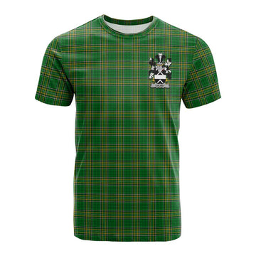 Calvey Irish Clan Tartan Cotton T-shirt with Coat of Arms