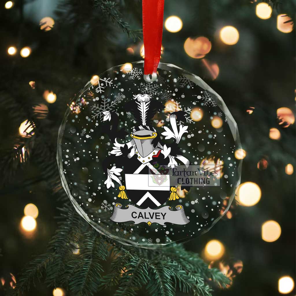 Calvey Irish Clan Christmas Glass Ornament with Coat of Arms - 2D-tartanvibesclothing