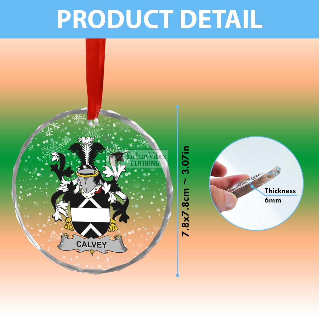 Calvey Irish Clan Christmas Glass Ornament with Coat of Arms - 2D-tartanvibesclothing