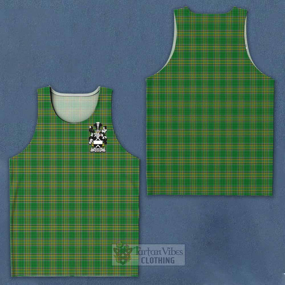Calvey Irish Clan Tartan Men's Tank Top with Coat of Arms - Tartan Vibes Clothing