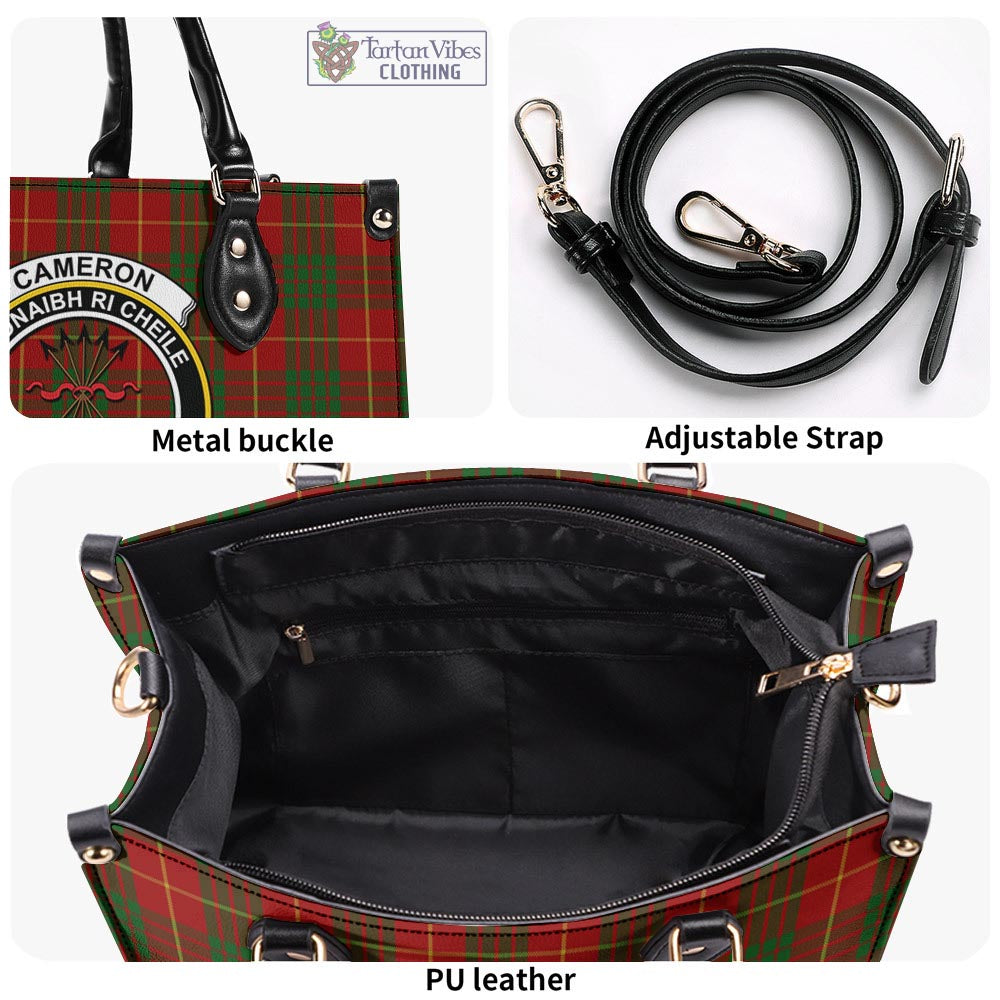 Tartan Vibes Clothing Cameron Tartan Luxury Leather Handbags with Family Crest