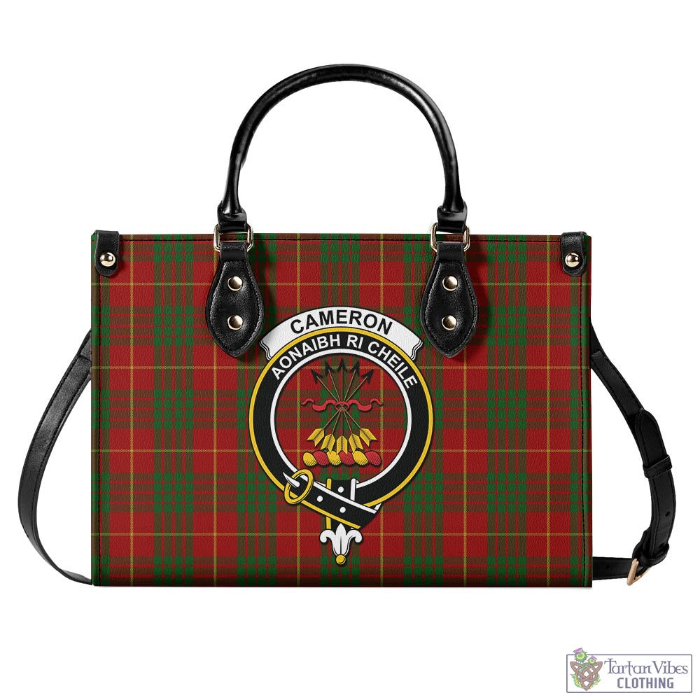 Tartan Vibes Clothing Cameron Tartan Luxury Leather Handbags with Family Crest