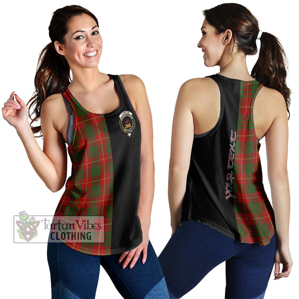 Cameron Tartan Women's Racerback Tanks with Family Crest and Half Of Me Style 4XL - Tartanvibesclothing Shop