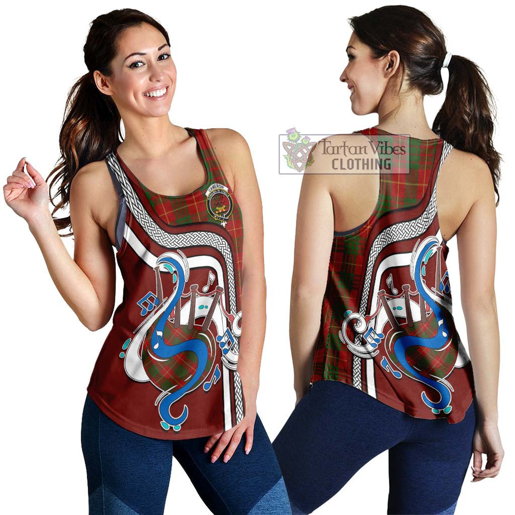 Cameron Tartan Women's Racerback Tanks with Epic Bagpipe Style 4XL - Tartanvibesclothing Shop