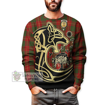 Cameron Tartan Sweatshirt with Family Crest Celtic Wolf Style