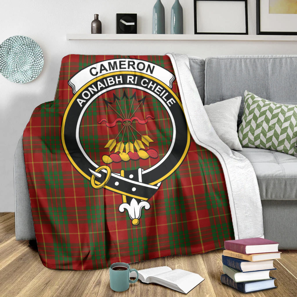 Cameron Tartan Blanket with Family Crest X-Large 59 x 79 inches 150 x 200 cm - Tartan Vibes Clothing