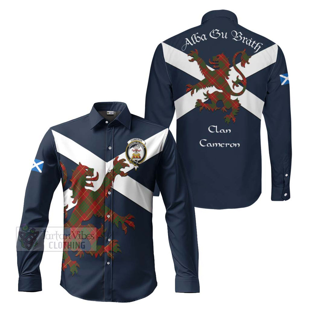 Tartan Vibes Clothing Cameron Tartan Lion Rampant Long Sleeve Button Shirt – Proudly Display Your Heritage with Alba Gu Brath and Clan Name