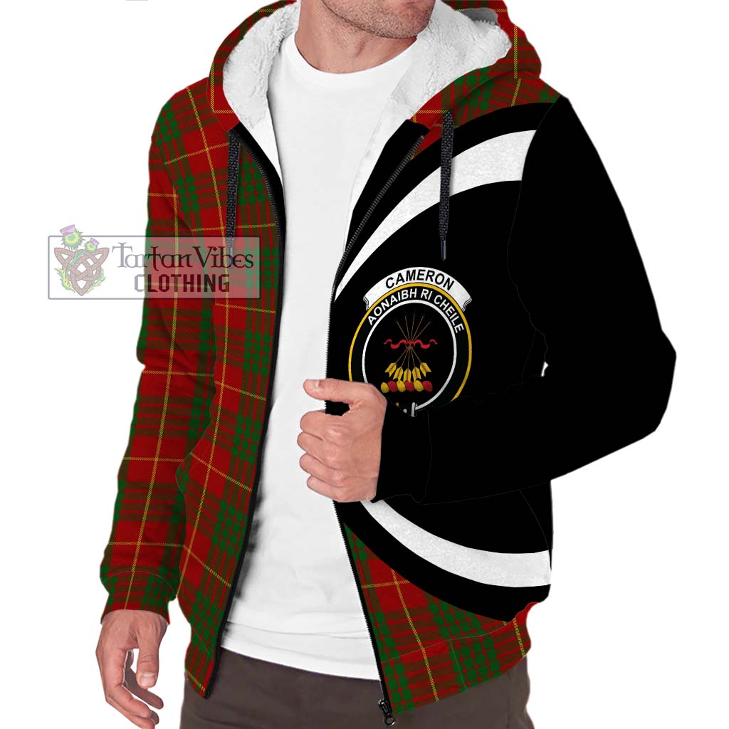 Cameron Tartan Sherpa Hoodie with Family Crest Circle Style Unisex S - Tartan Vibes Clothing