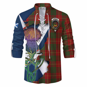 Cameron Tartan Family Crest Ghillie Kilt Shirt Scottish Thistle Celtic Inspired Men - Tartan Vibes Clothing