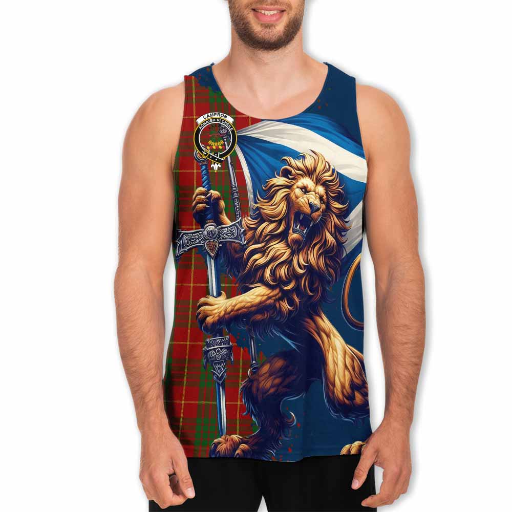 Tartan Vibes Clothing Cameron Tartan Family Crest Men's Tank Top with Scottish Majestic Lion