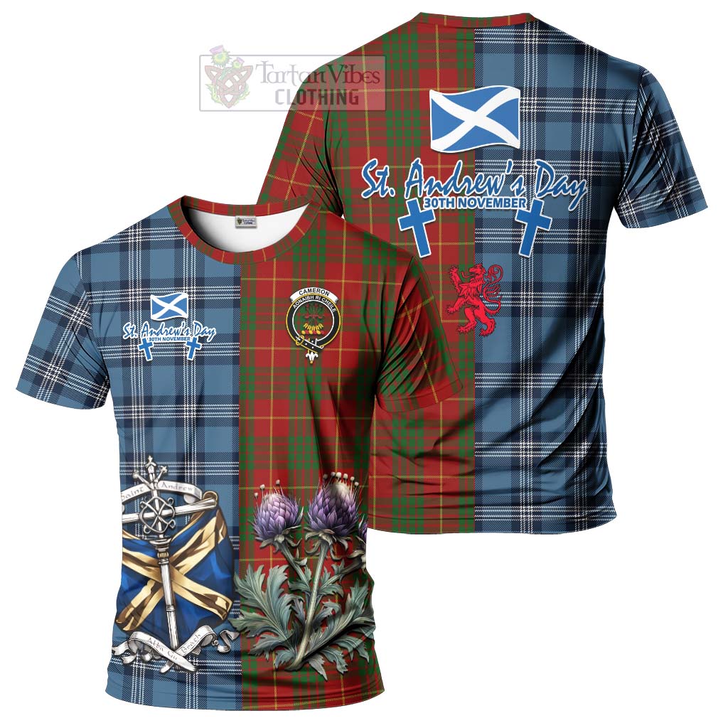 Tartan Vibes Clothing Cameron Tartan T-Shirt Happy St. Andrew's Day Half Tartan Style