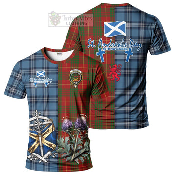 Cameron Tartan T-Shirt Happy St. Andrew's Day Half Tartan Style