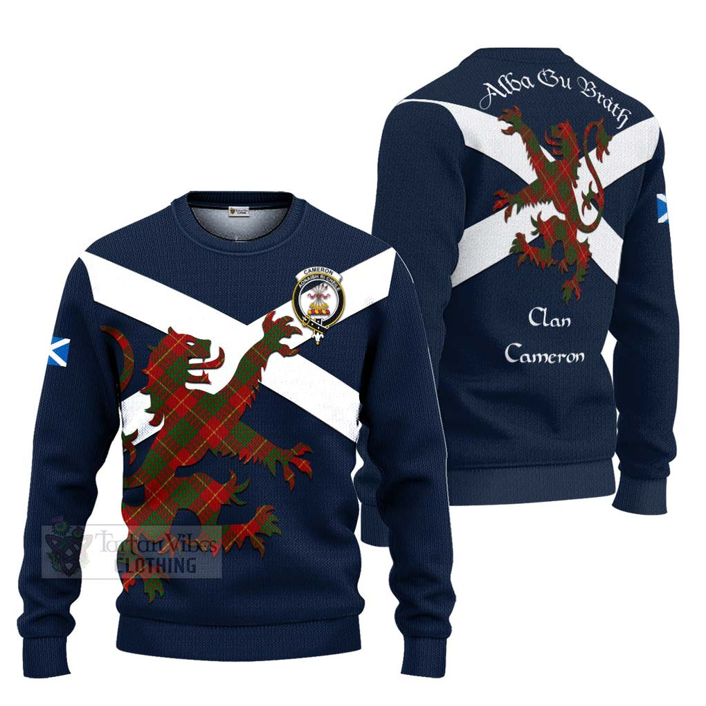 Tartan Vibes Clothing Cameron Tartan Lion Rampant Knitted Sweater – Proudly Display Your Heritage with Alba Gu Brath and Clan Name