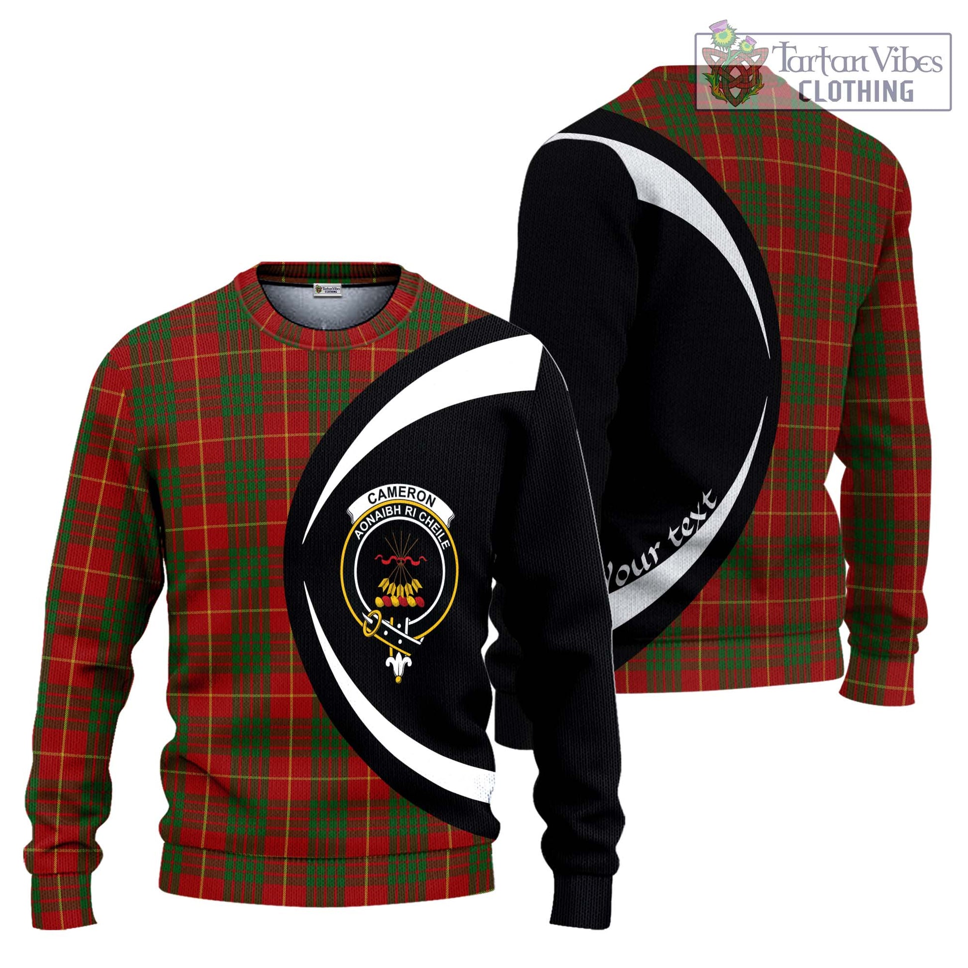 Cameron Tartan Ugly Sweater with Family Crest Circle Style Unisex - Tartan Vibes Clothing