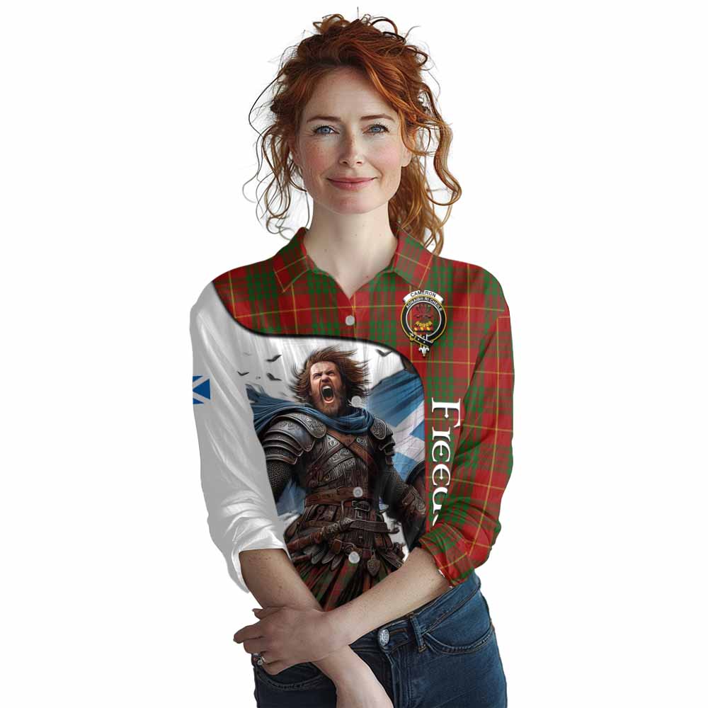 Tartan Vibes Clothing Cameron Crest Tartan Women's Casual Shirt Inspired by the Freedom of Scottish Warrior