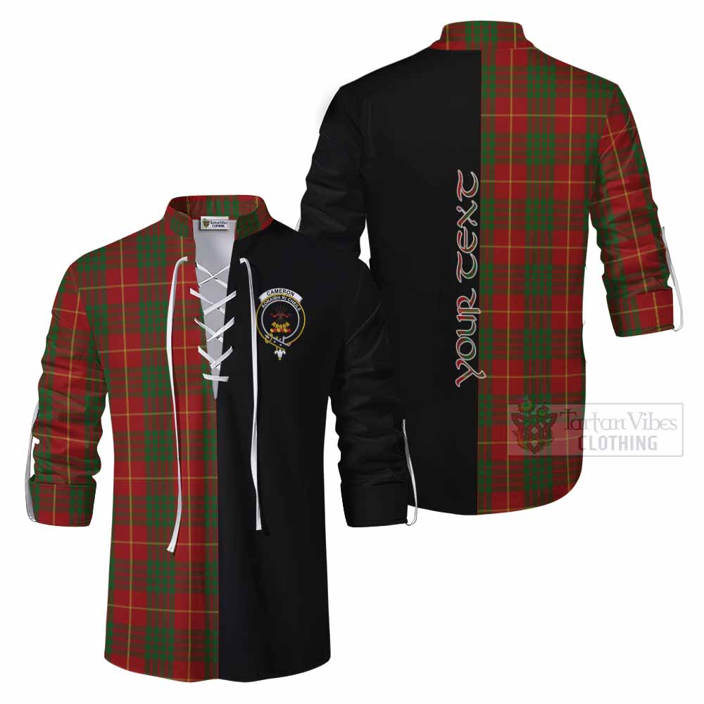 Tartan Vibes Clothing Cameron Tartan Ghillie Kilt Shirt with Family Crest and Half Of Me Style