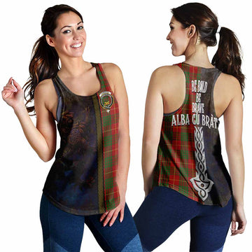 Cameron Tartan Family Crest Women's Racerback Tanks Alba Gu Brath Be Brave Lion Ancient Style 4XL - Tartan Vibes Clothing