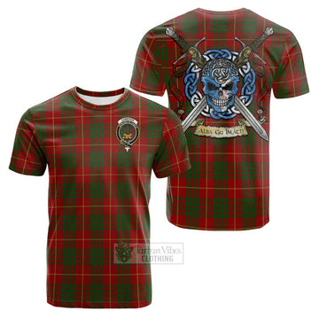 Cameron Tartan Cotton T-shirt with Family Crest Celtic Skull Style