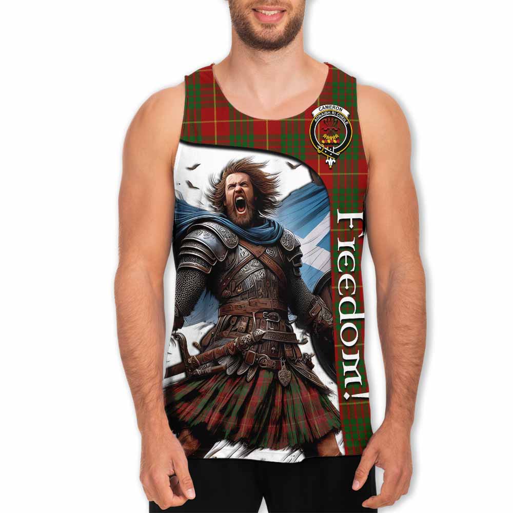 Tartan Vibes Clothing Cameron Crest Tartan Men's Tank Top Inspired by the Freedom of Scottish Warrior