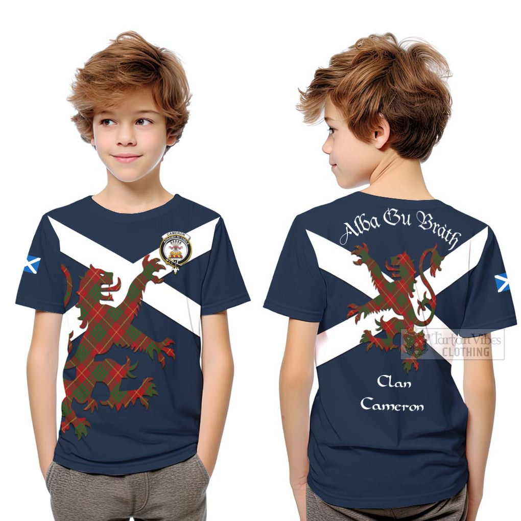 Tartan Vibes Clothing Cameron Tartan Lion Rampant Kid T-Shirt – Proudly Display Your Heritage with Alba Gu Brath and Clan Name