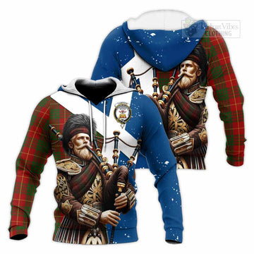 Cameron Tartan Knitted Hoodie with Family Crest Scottish Bagpiper Vibes