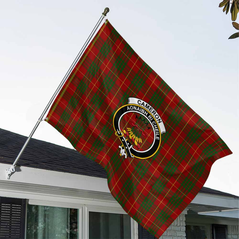 Tartan Vibes Clothing Cameron Tartan House Flag with Family Crest