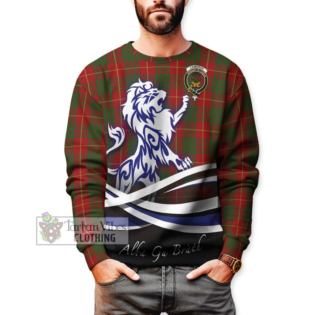 Cameron Tartan Sweatshirt with Alba Gu Brath Regal Lion Emblem Unisex - Tartanvibesclothing Shop