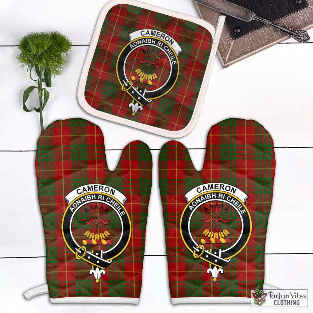 Cameron Tartan Combo Oven Mitt & Pot-Holder with Family Crest Combo 1 Oven Mitt & 1 Pot-Holder White - Tartan Vibes Clothing