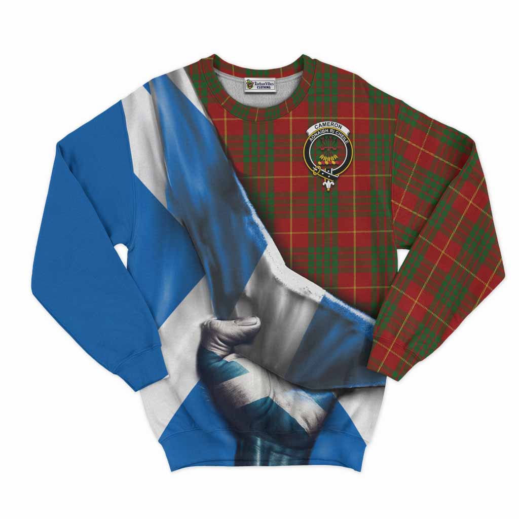 Tartan Vibes Clothing Cameron Tartan Sweatshirt with Family Crest Scotland Patriotic Style