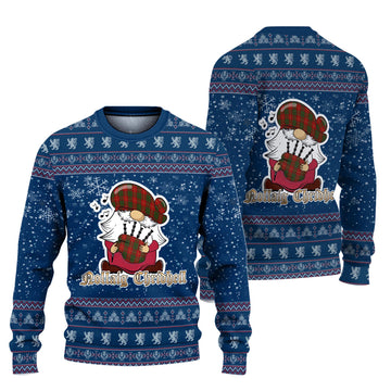 Cameron Clan Christmas Family Knitted Sweater with Funny Gnome Playing Bagpipes